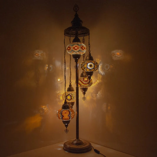 5 Globes Turkish Moroccan Mosaic Floor Lamp
