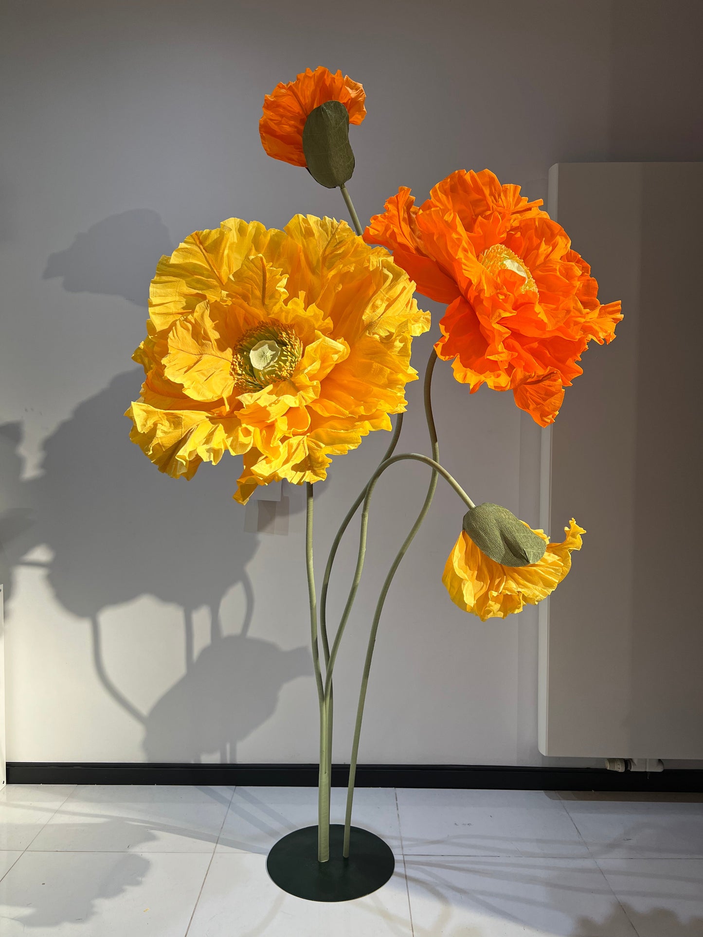 Orange And Yellow Giant Vertical Paper Flowers