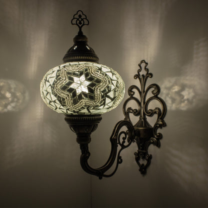 Turkish Moroccan Mosaic Wall Sconce Lamp with Bronze Base - B
