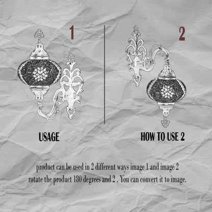 Turkish Moroccan Mosaic Wall Sconce Lamp with Bronze Base - D