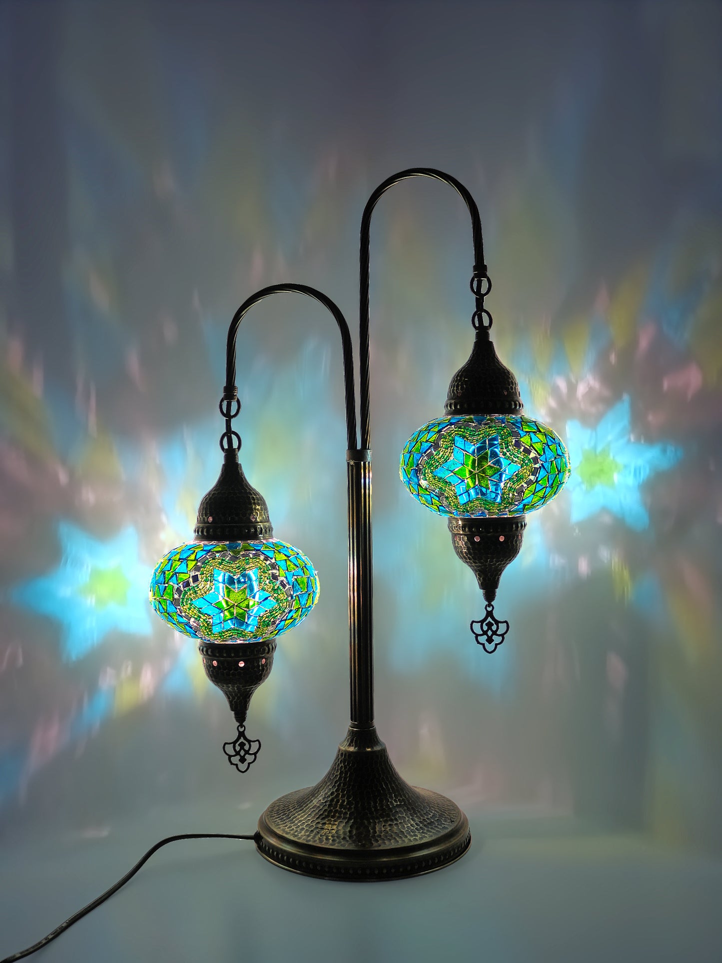 Mosaic Bedside Lamp 2 Globe Turkish Table Lamp