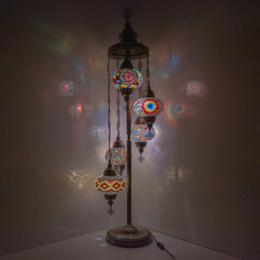 5 Globes Turkish Moroccan Mosaic Floor Lamp