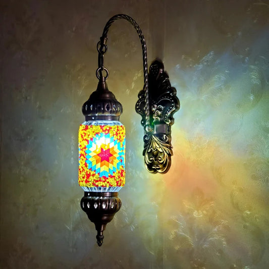 Handcrafted Turkish Mosaic Wall Light – Retro Moroccan Lamp for Living Room or Bedroom Decor