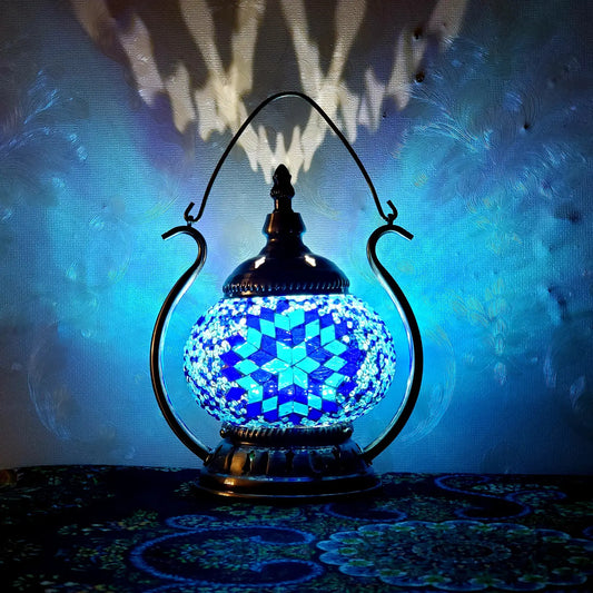 Blue Turkish Mosaic Lamp Kit Portable Desk Lamp