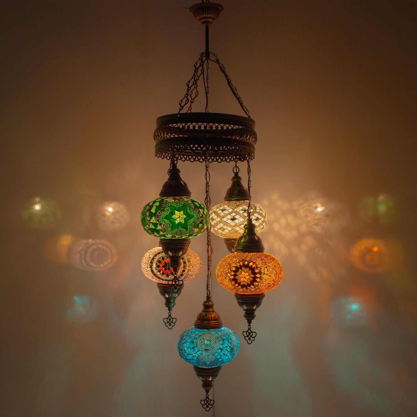 5 Globes Turkish Chandelier