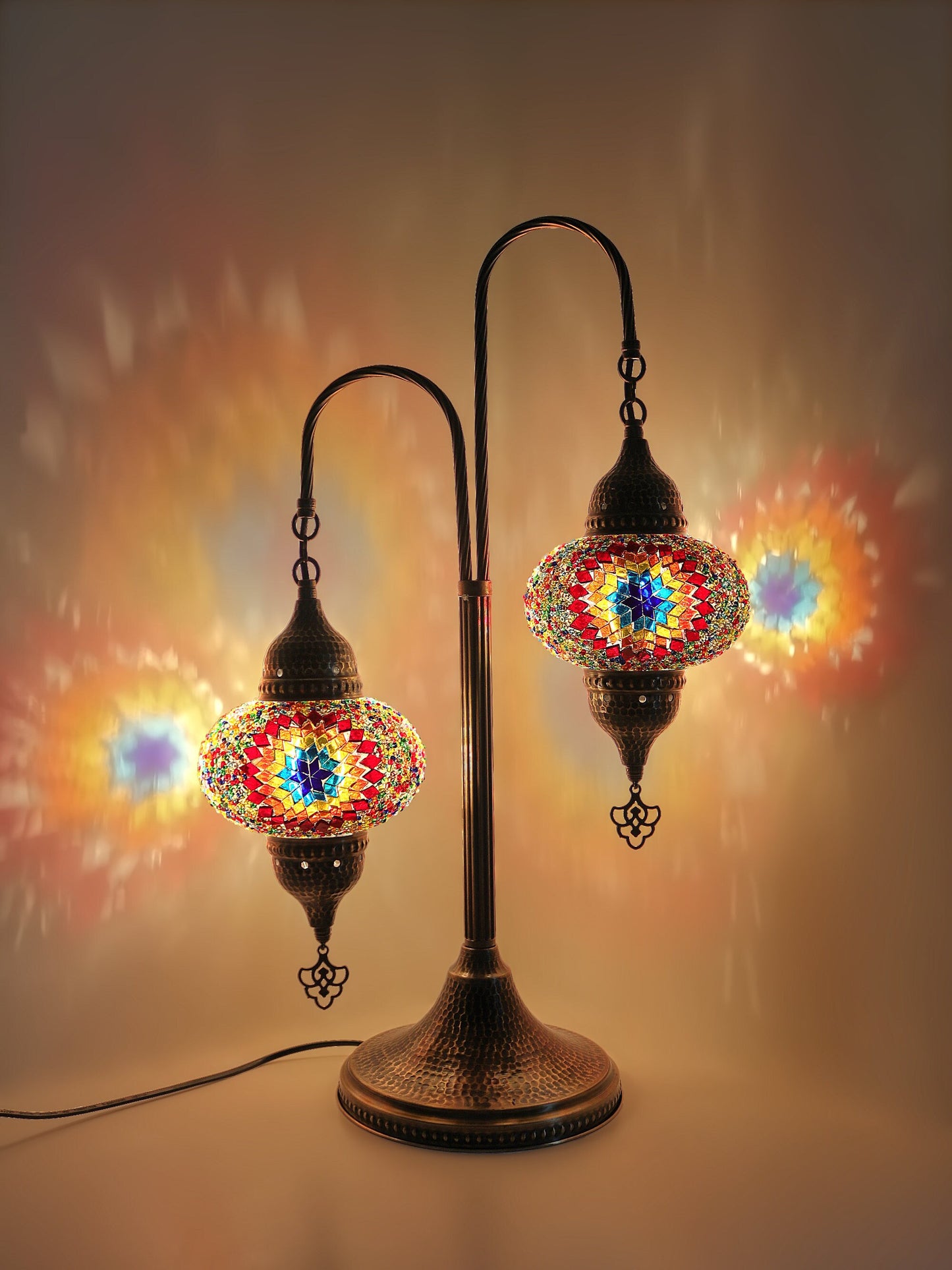 Mosaic Bedside Lamp 2 Globe Turkish Table Lamp