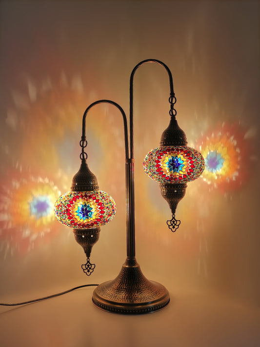 Mosaic Bedside Lamp 2 Globe Turkish Table Lamp
