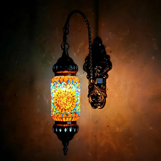 Handcrafted Turkish Mosaic Wall Light – Retro Moroccan Lamp for Living Room or Bedroom Decor