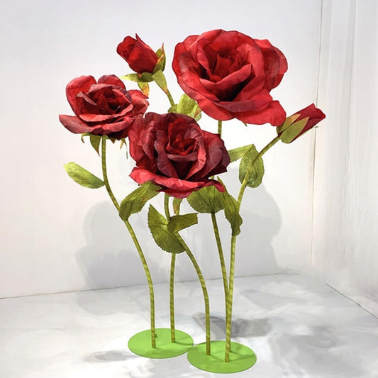 Giant Flowers for Decoration, 5-Pack Large Pink Artificial Flowers with Stems and Stands, 5.9Ft, Various Sizes, Bold and Festive Style, Perfect for Wedding, Party, Home Decor, Photography Props