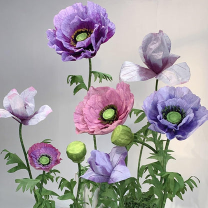 Giant Flowers for Decoration, 9Pcs Set Large Flowers with Stems and Stands, Large Special Fiber Paper Flower, Big Flowers for Decorations, Flower Wedding Party Decor Props